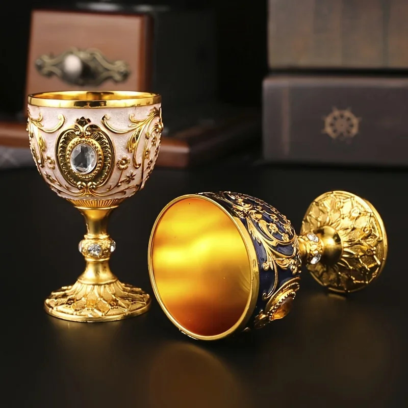 Vintage Holy Grail Medieval Goblet Hand Engraved Metal Wine Glass European Style Home Bar Drinkware Dining Room and Home Decor 260512 - view 6