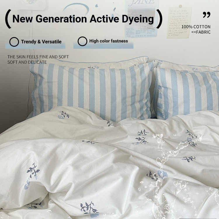 ins-style milk-salt Korean floral 100% cotton four-piece bedding set, pure cotton, fresh simple, duvet cover and bed sheet, 2026 new model