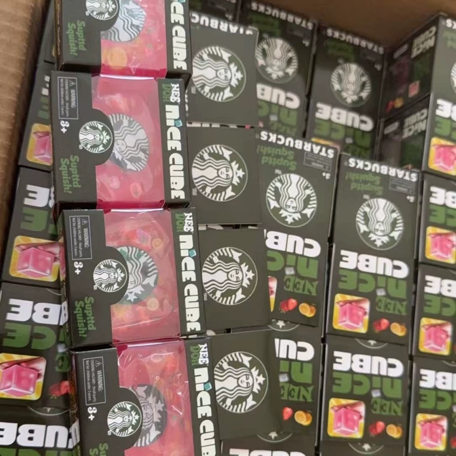 Star Bucks Strawberry Cube Squishy Toy Dr Pe Vent Decompression Toy New Spot Cola Cube Pinch Music Decompression Toy
