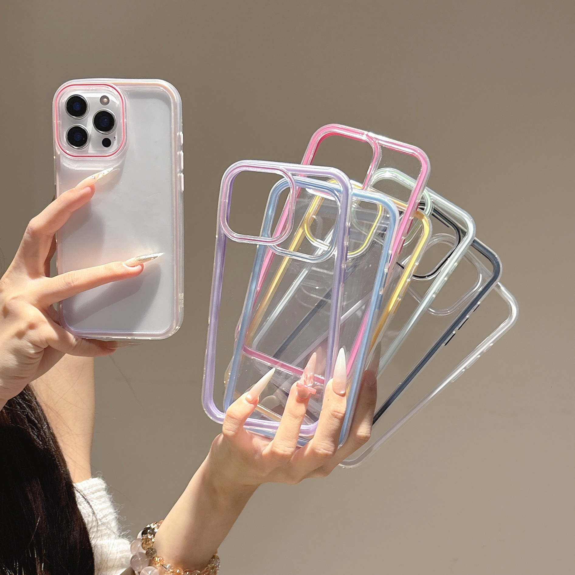 Apple 17 grooved acrylic phone case with resin for iPhone 16 Pro Max 17/16/15/14