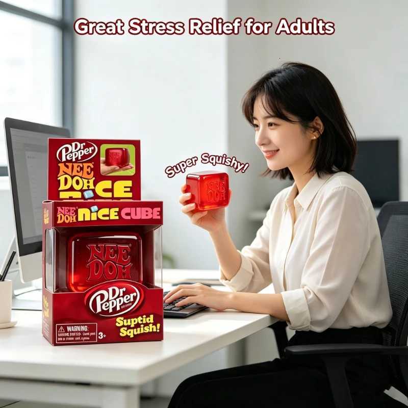 A2 Dr Pepper x NeeDoh Nice Cube Squishy Stress Relief Toy Soft Squeeze Anxiety Relief Sensory Toy for Kids Adults H260512
