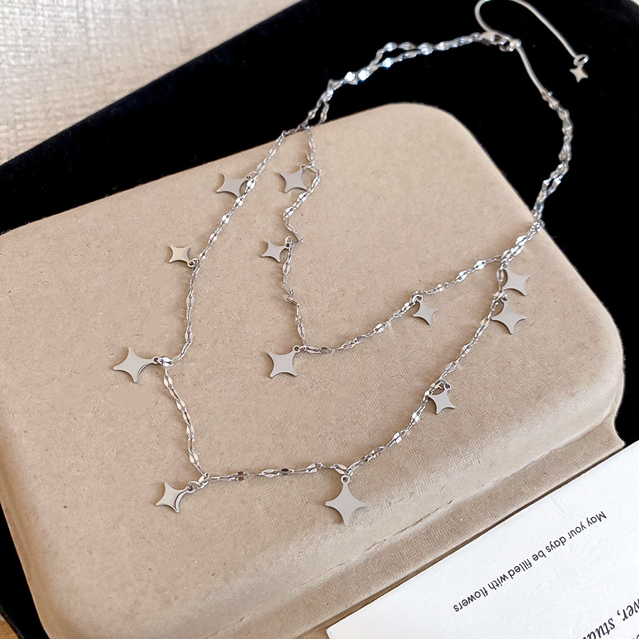 Exquisite minimalist star double-layer necklace, sweet cool, stylish and unique collarbone chain for trendy girls - view 8