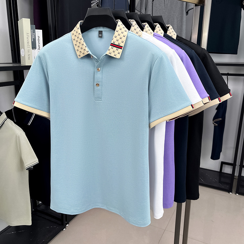 Mens Mulberry Silk Polo Shirt Luxury Casual Style Turn Down Collar Breathable Short Sleeve Business T Shirt