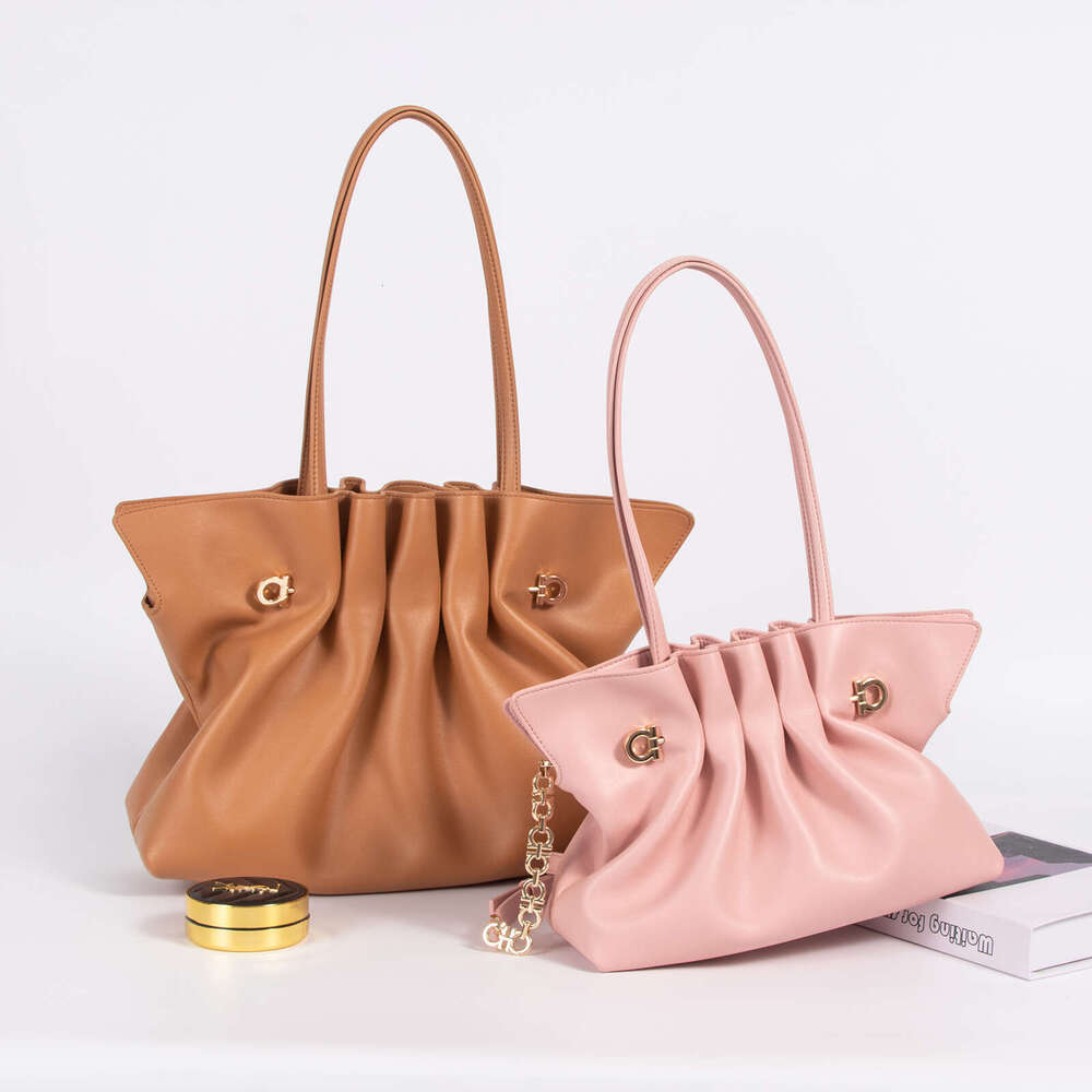 New Pleated Genuine Leather Women Handbag High End Feel Large Capacity Cross Border Fashion Daily Commute Shoulder Crossbody Bag SENYY