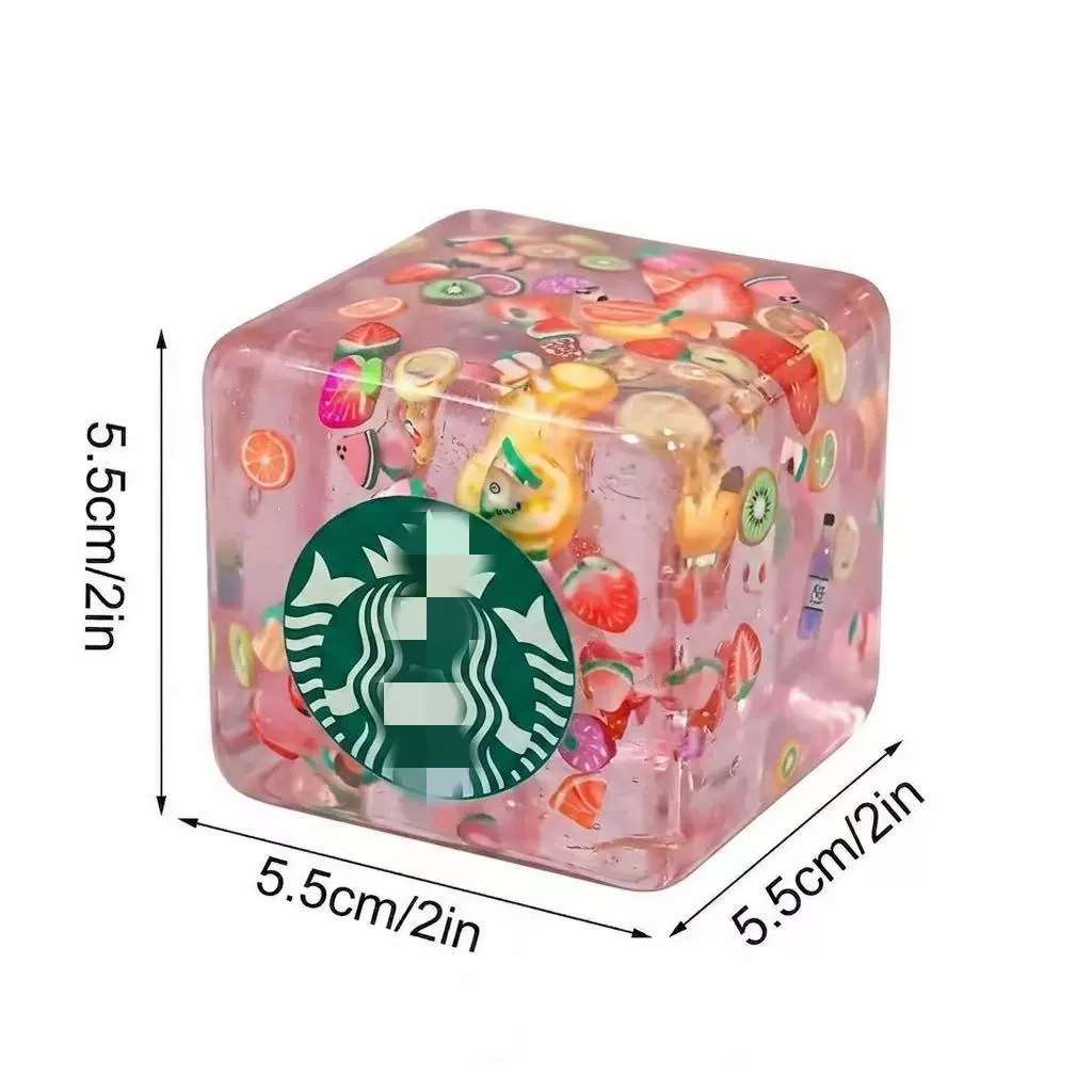 Star Bucks Strawberry Acai Lemonade Squishy Cube Sensory Fidget Toy Stress Relief Decompression Squeeze Toy for Kids Adults