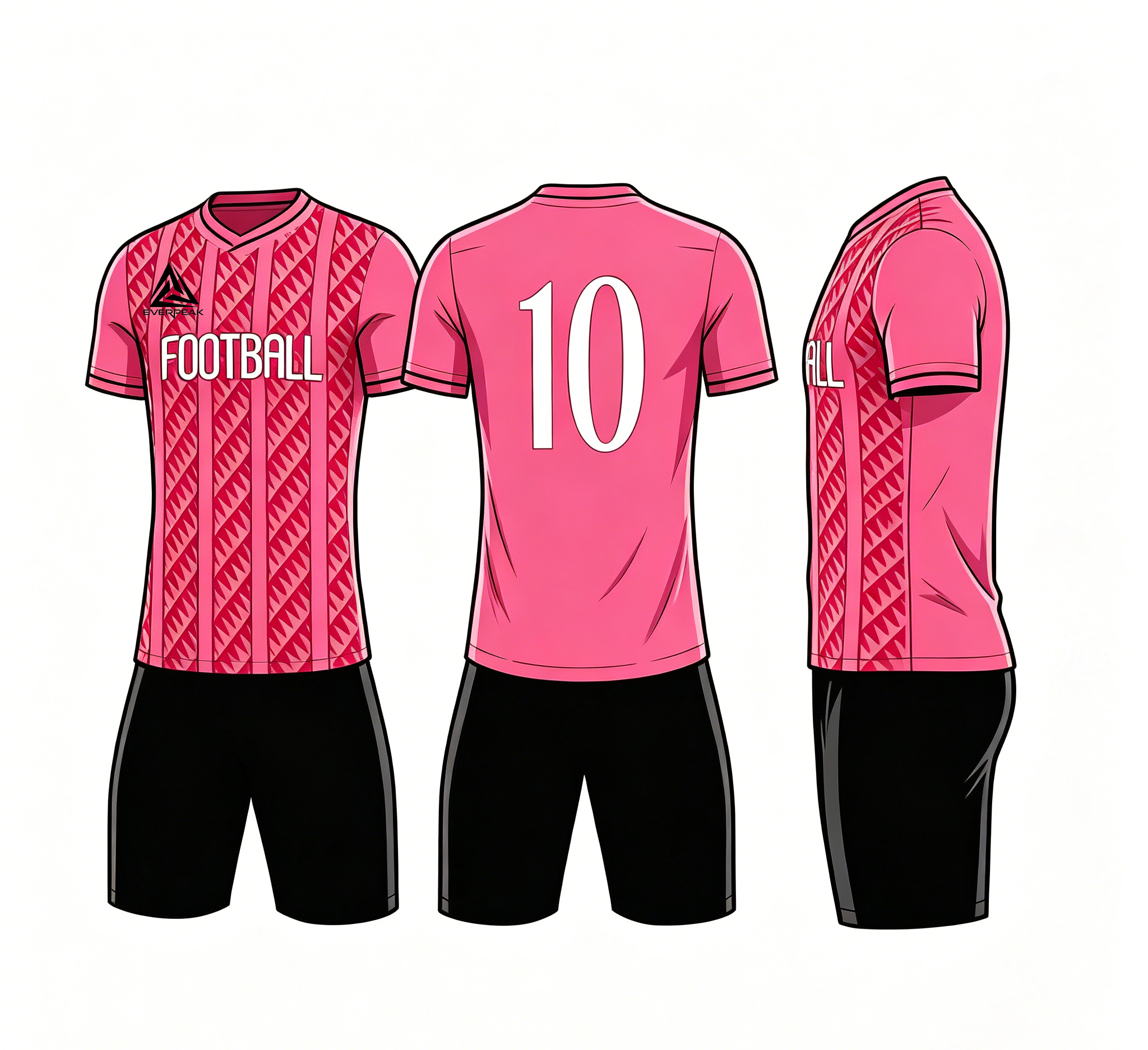 Custom Soccer Jersey Set Men Pink Diagonal Diamond Football Uniform with Shorts Personalized Name Number Breathable Quick Dry Kit - view 9