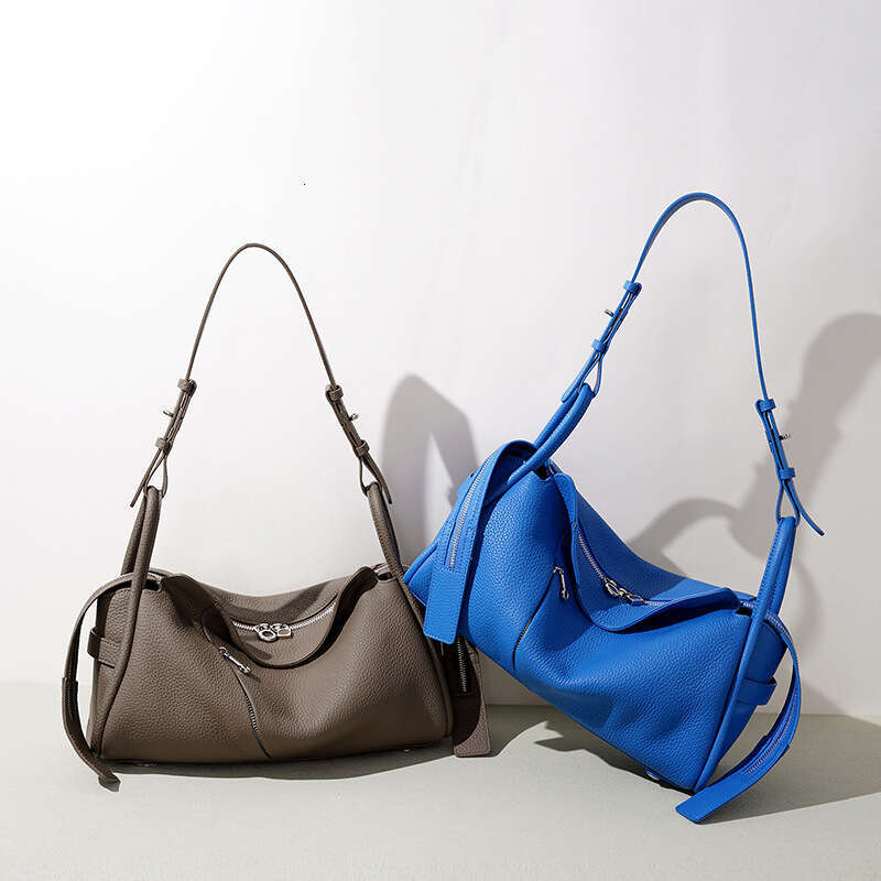 Top Grain Cowhide Boston Pillow Bag Korean Style Handbag Genuine Leather Spring Summer Large Capacity Commuter Shoulder SENYY
