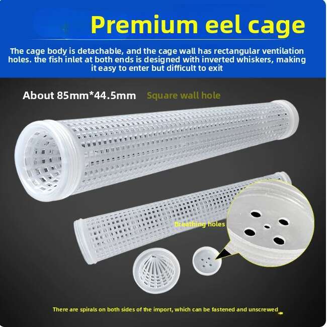 Automatic Eel & Loach Trap Cage - Durable Plastic Fish & Shrimp Trap with One-Way Funnel Design, Foldable & Reusable for Easy Catching