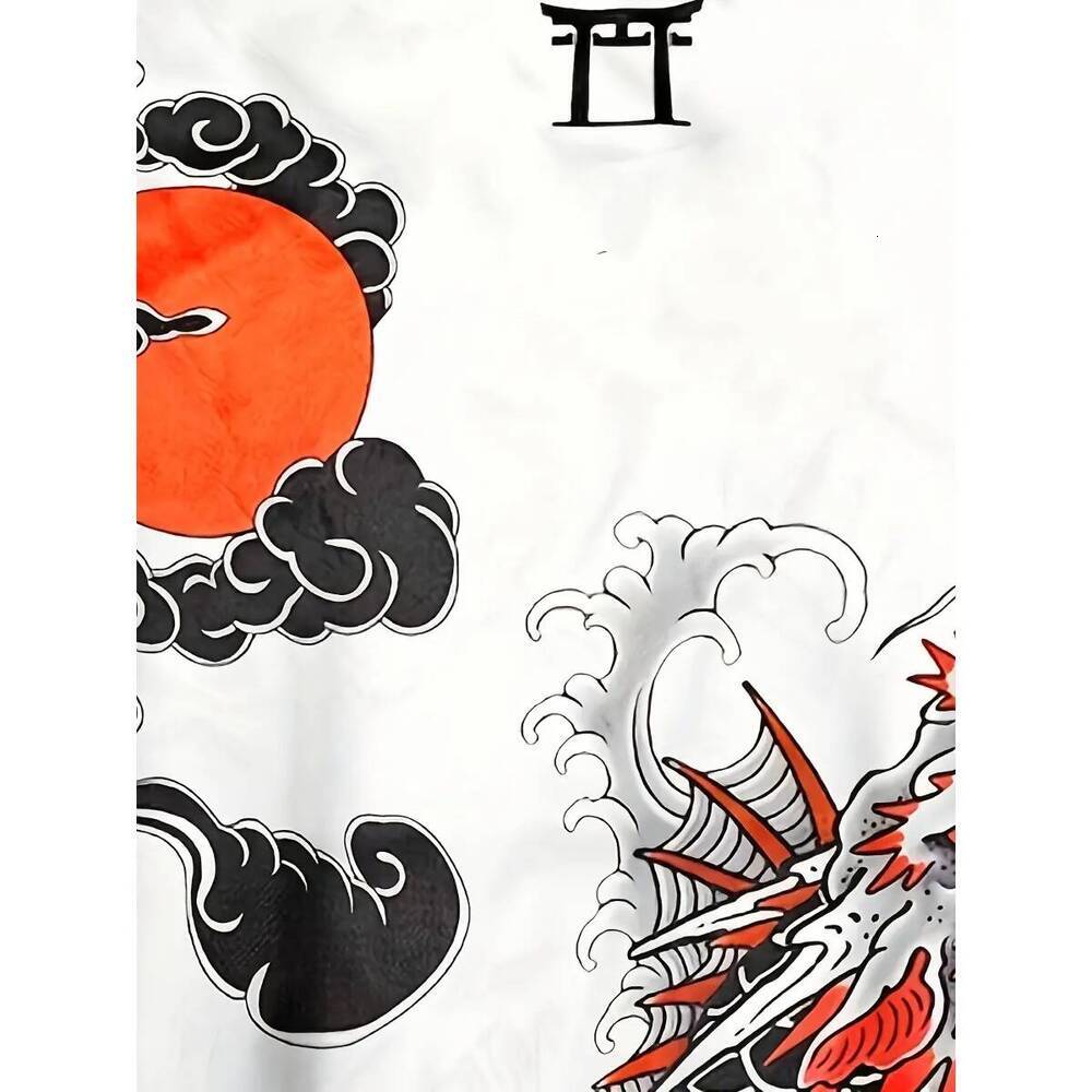 Stylish Cool Japanese Soccer Jersey, Slim Fit Knit Round Neck Top, Sports Outerwear with Koi Fish Pattern, Suitable for Training and Leisure Wear, Sam
