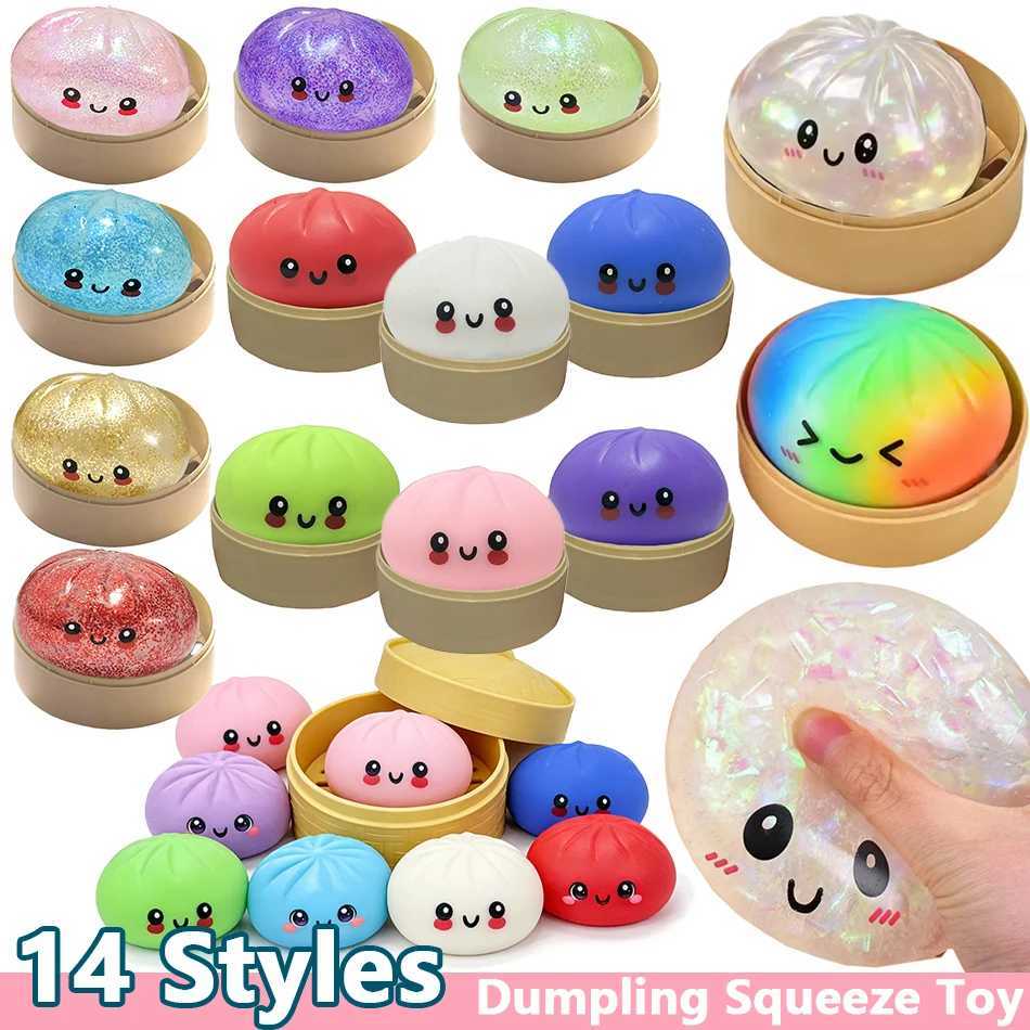 In Stock Simulation Flash Dumpling Squishy Stress Relief With Steamer Reusable Dough Ball Squeeze Rebound Sensory Toy Gift X260511