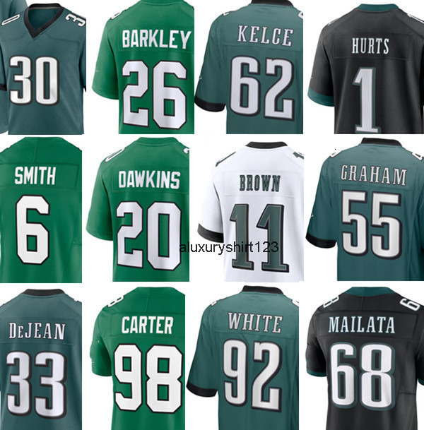 Eagles Jersey Jalen Jason Kelce A.J. Brown DeVonta Smith Reggie White Randall Cunningham Goedert Devin White Darius Slay jr James Bradberry Cooper DeJ
