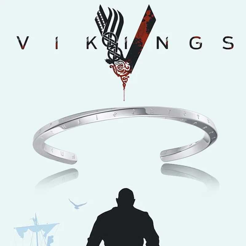 Vnox Retro Nordic Viking Cuff Bangle Bracelets for Men Stainless Steel Mobius Norse Mythology Runes Amulet Jewelry Dad Gfit L260511
