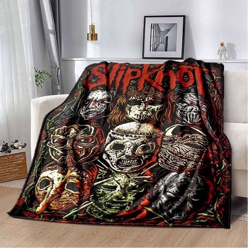 Heavy Metal Band Rap-Metal Music S-Slipknot Album Cover Printed Flannel Soft Warm Sofa Bed Portable Office Gift Blanket J260512
