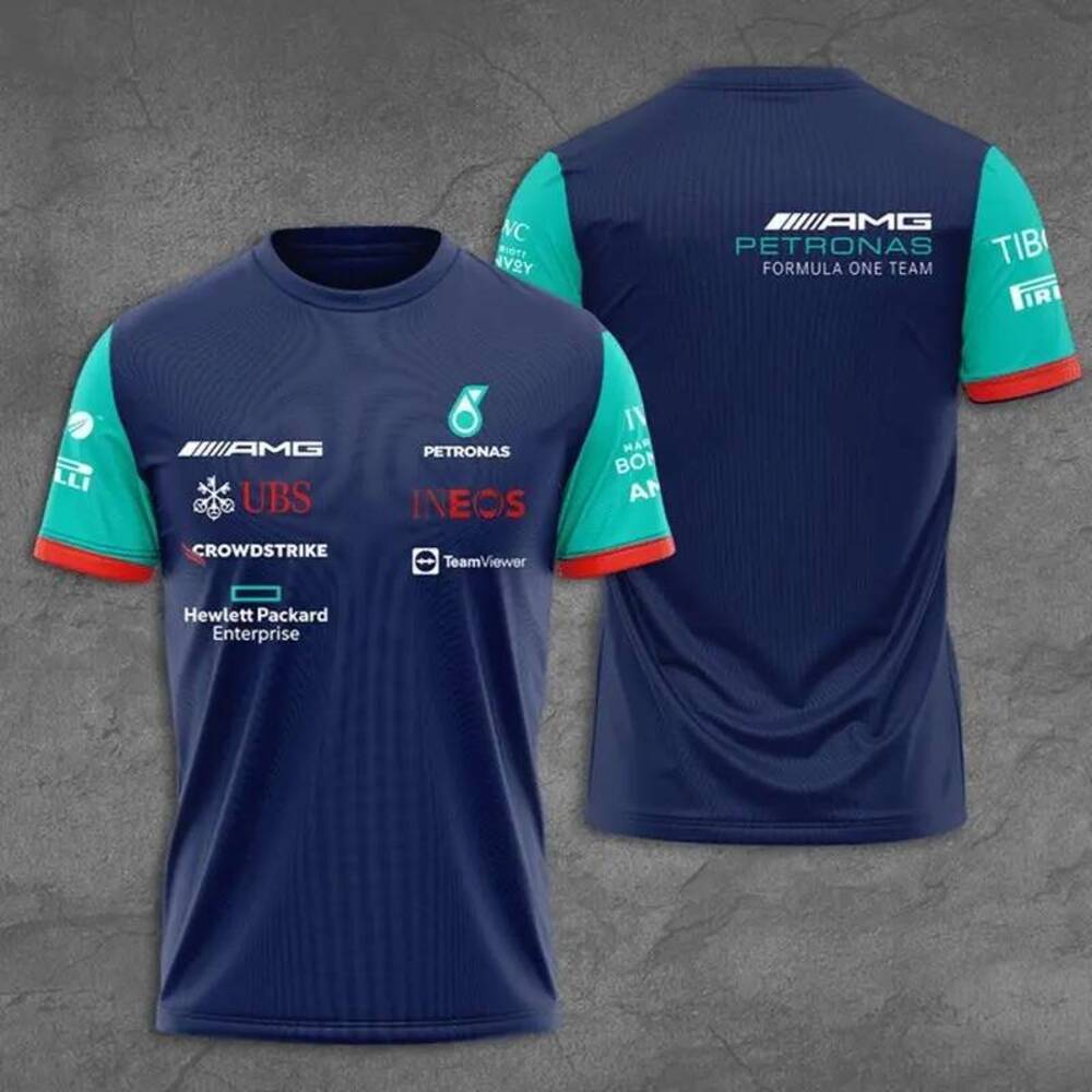 Sports shirt, AM Petronas F1, men and women, 3D printed, casual style, breathable, suitable for Formula One racing.