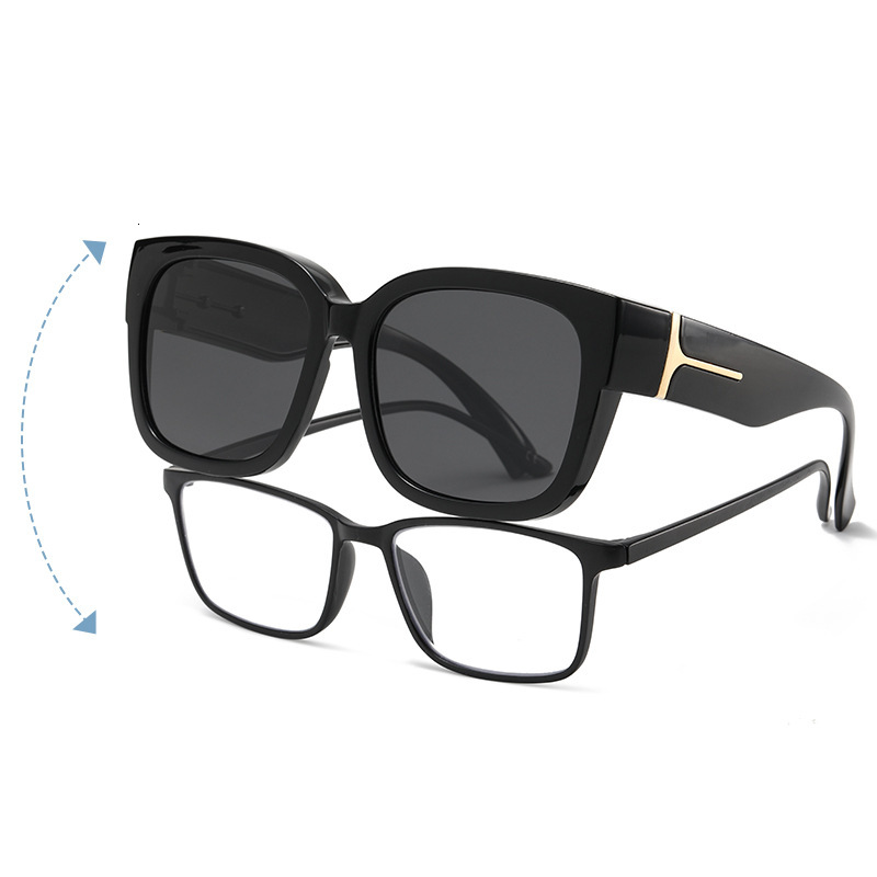 Light Blocking Anti Glare Polarized Designer Sunglasses Beach Use Outdoor Activity 2026 Trendy Minimalist Black Lens Oversized Sunglasses