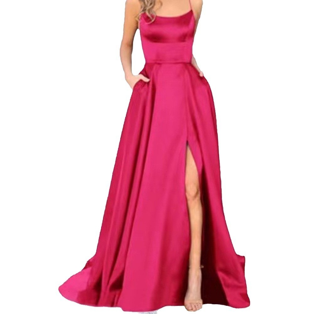 2025 Solid Color Bridesmaid Dress Long Slimming OffShoulder Fashion Group Evening 260202