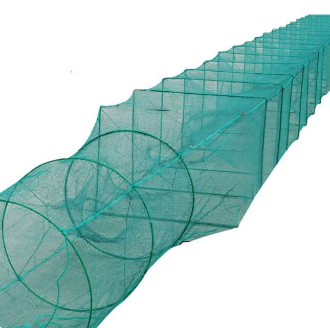 Extra-Large Collapsible Fish Trap Net - Heavy-Duty Foldable Shrimp & Crawfish Cage with Multiple Entry Holes, Durable PE Mesh for River, Lake & Pond F
