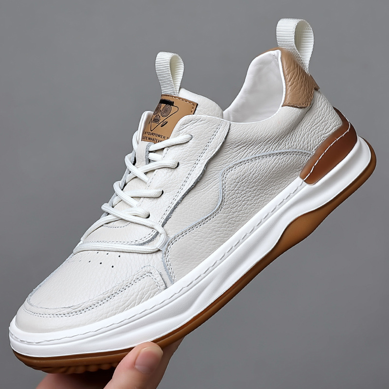 Free Shipping First layer Leather Summer New Leather Casual Shoes Men's Leather Shoes Thick soled Men's Shoes Breathable Shoes Clown Shoes