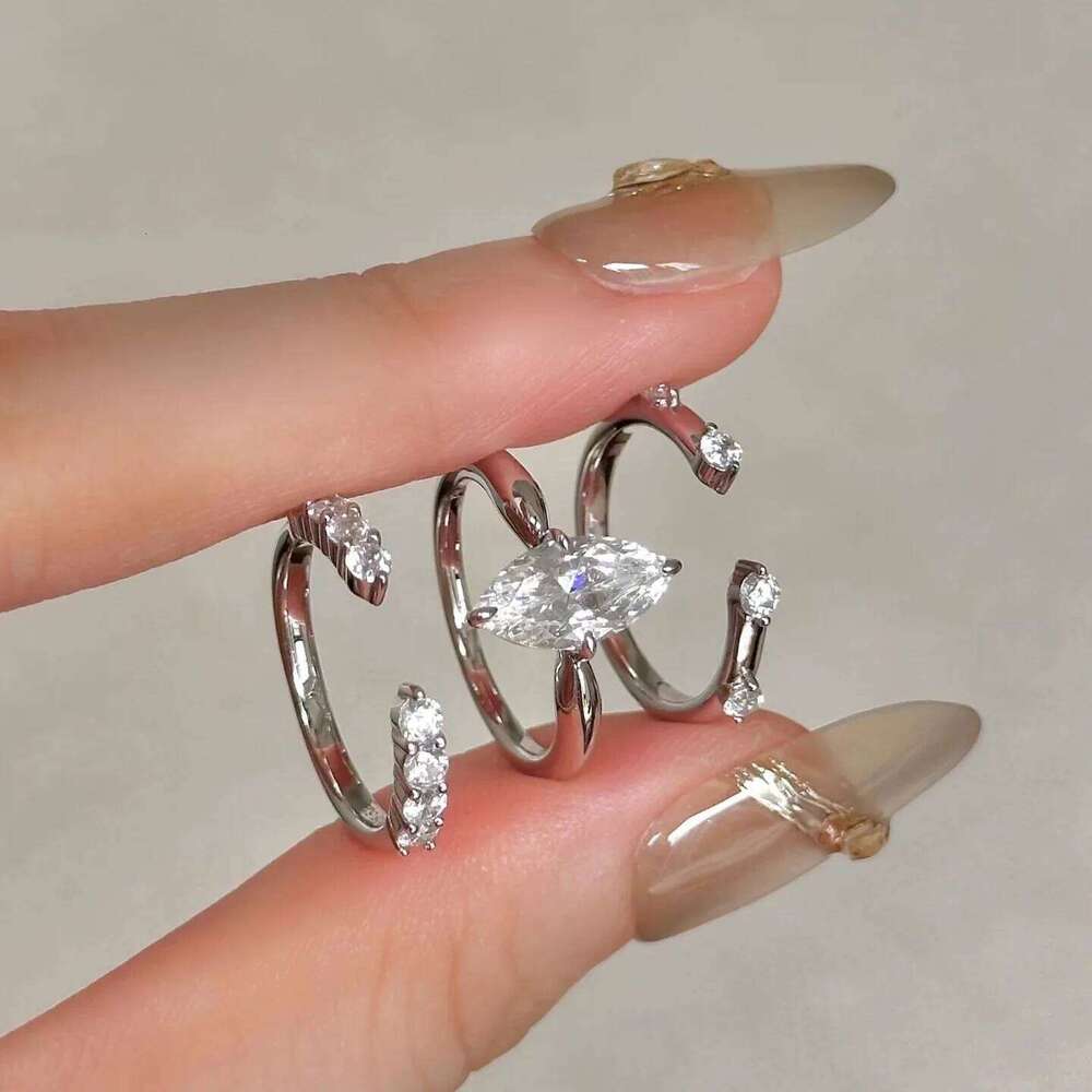 Marquise Cut All Moissanite Stackable Ring S925 Silver For Women Diamond Bridal Wedding Band Fine Jewelry J260512