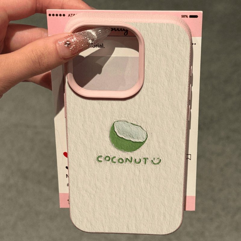 Green Coconut Lychee Pattern Compatible with Apple 16 Pro Phone Case iPhone 15/14 Matte 13 Premium 12 Simple