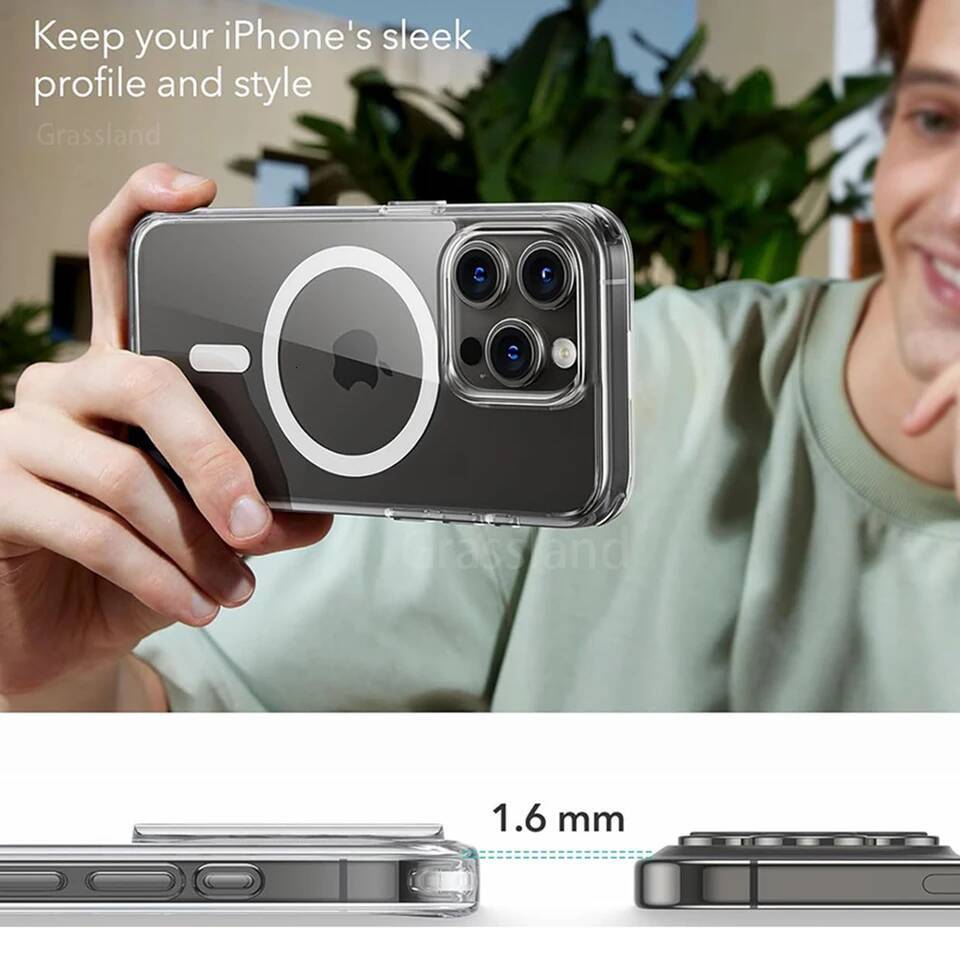 Luxury Magnetic Wireless Charge For Magsafe for iPhone 16 15 14 13 12 11 Pro XR XS Max 7 8 Plus Back Cover Transparent Case