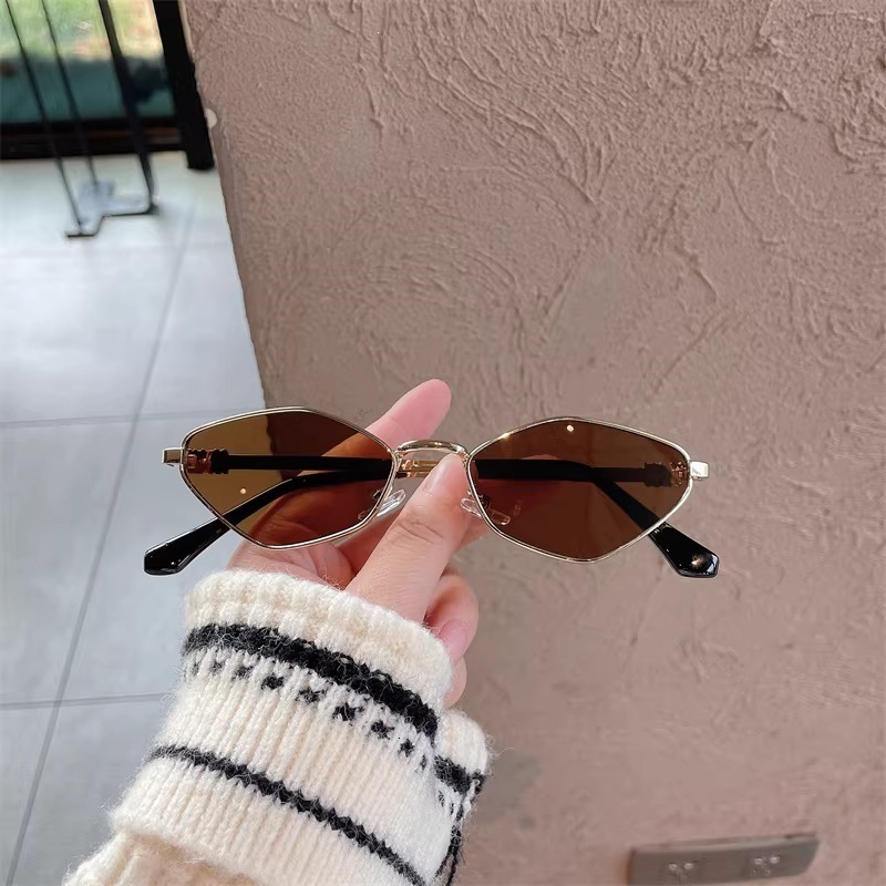 Small Cat Eye Sunglasses Women Vintage Geometric Metal Frame Shades