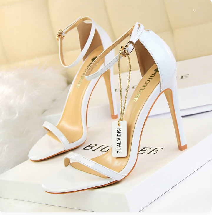 Womens Patent Leather Ankle Strap Fashion Gifts Heeled Sandals Open Toe Stiletto - view 3