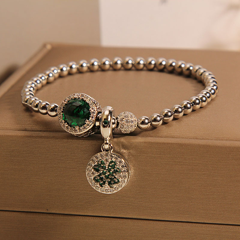 Designer Jewelry Stylish wo bracelet light micro inlaid green beads exquisite bracelet gift for friends Diamond studded fashion jewelry luxurious jewe