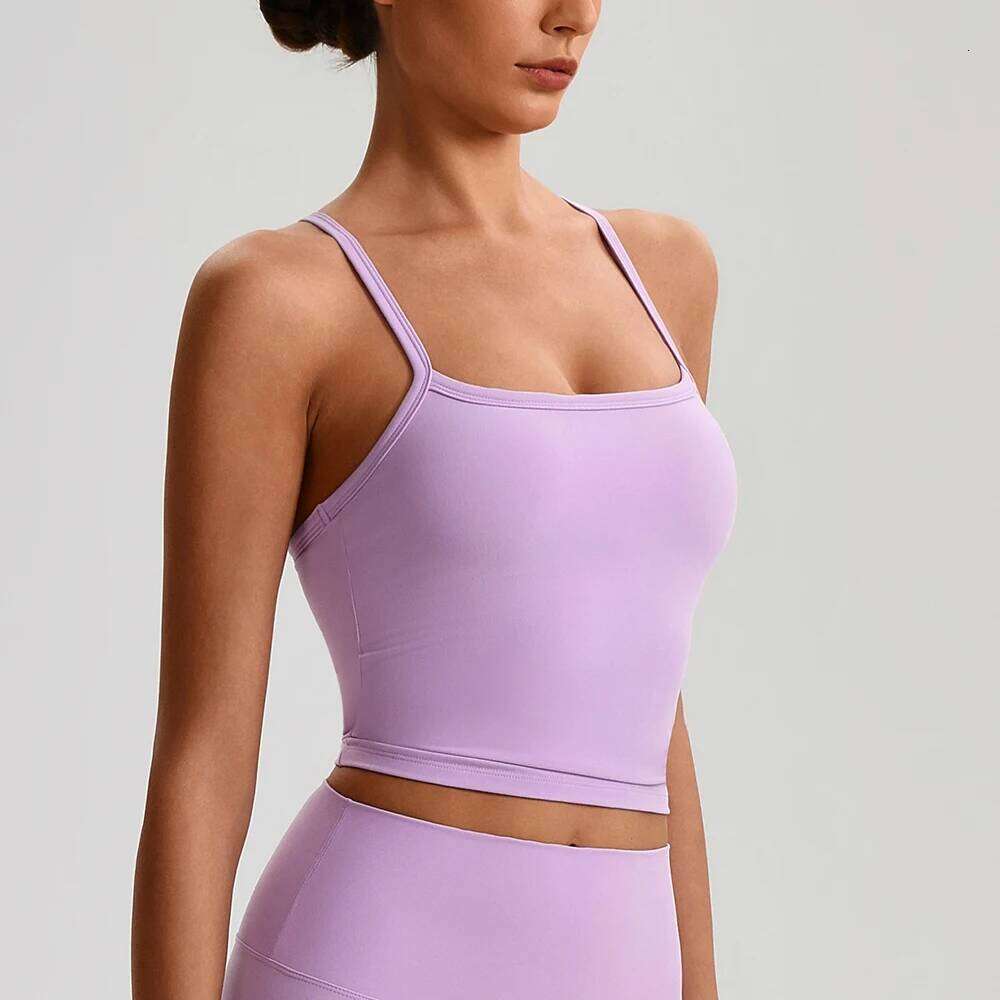 Buttery Soft Y-Back Yoga Tank Tops for Women Padded Quick-dry Pilates Gym Crop Top with Built-in Bra Slim Fit Running Vest 26W0513