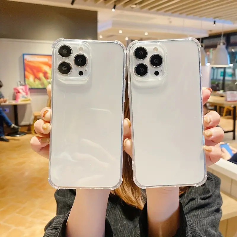 New iPhone 16 Transparent Phone Apple 15/14/13 Pro Max Four-Corner Shockproof Precision Hole Full Coverage Soft Case