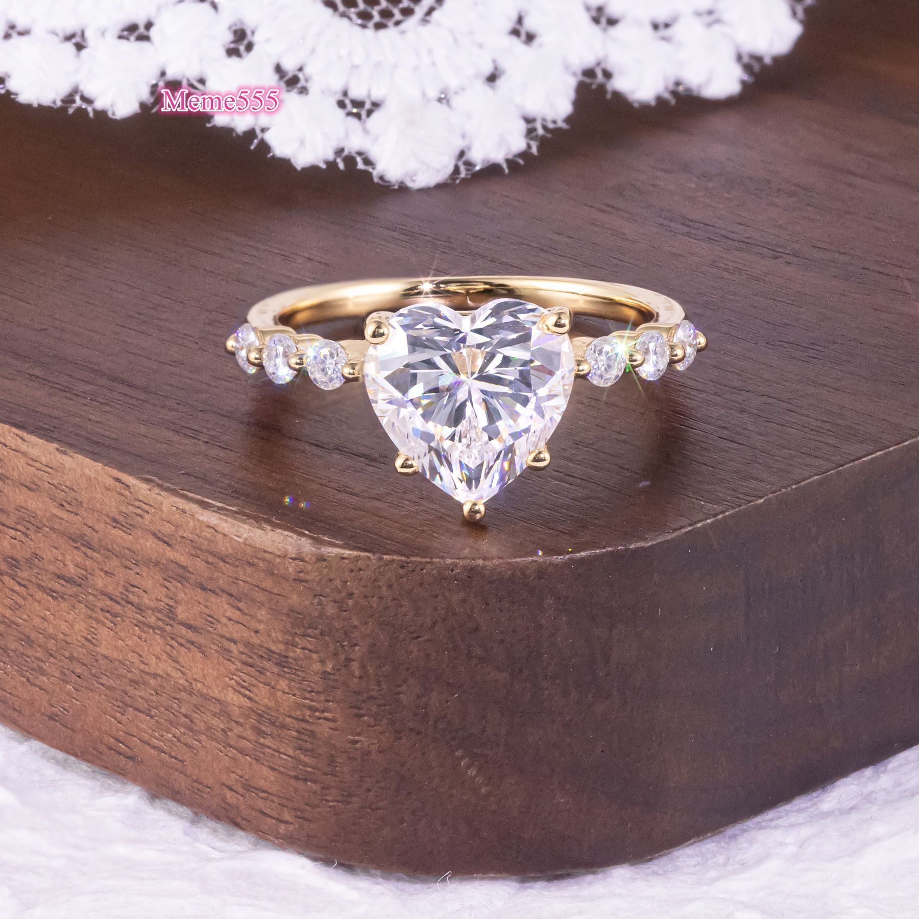 S925 Sterling Silver Moissanite Ring 1/2/3/4/5ct GRA Certified Heart Cut High Quality Wedding Engagement Ring for Women