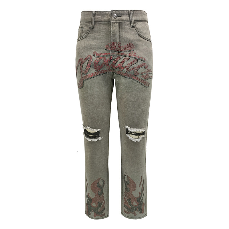 2026 new lightweight casual Luxury designer jeans slim fit printed retro straight leg fashion outdoor sports versatile long style pants Hip hop leggin