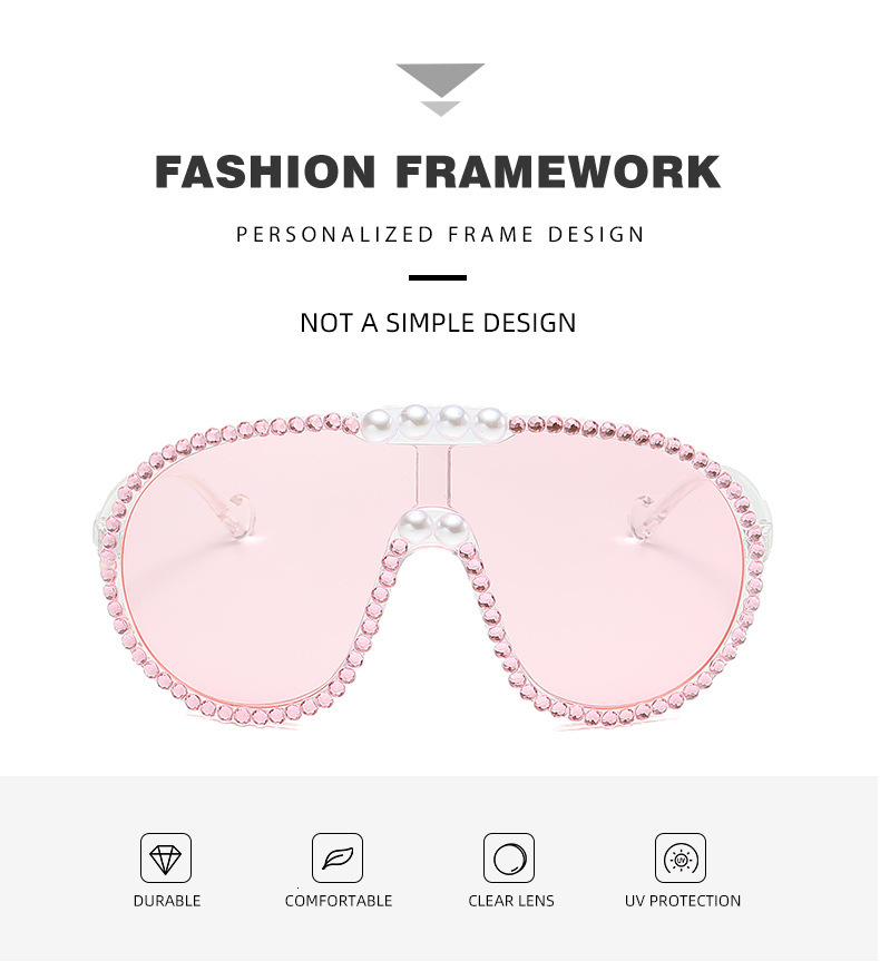 2026 Designer Sunglasses New Cross Border Large Frame Integrated Pilot Sunglasses Inlaid With Unique Diamonds Luxury Fashion Glasses