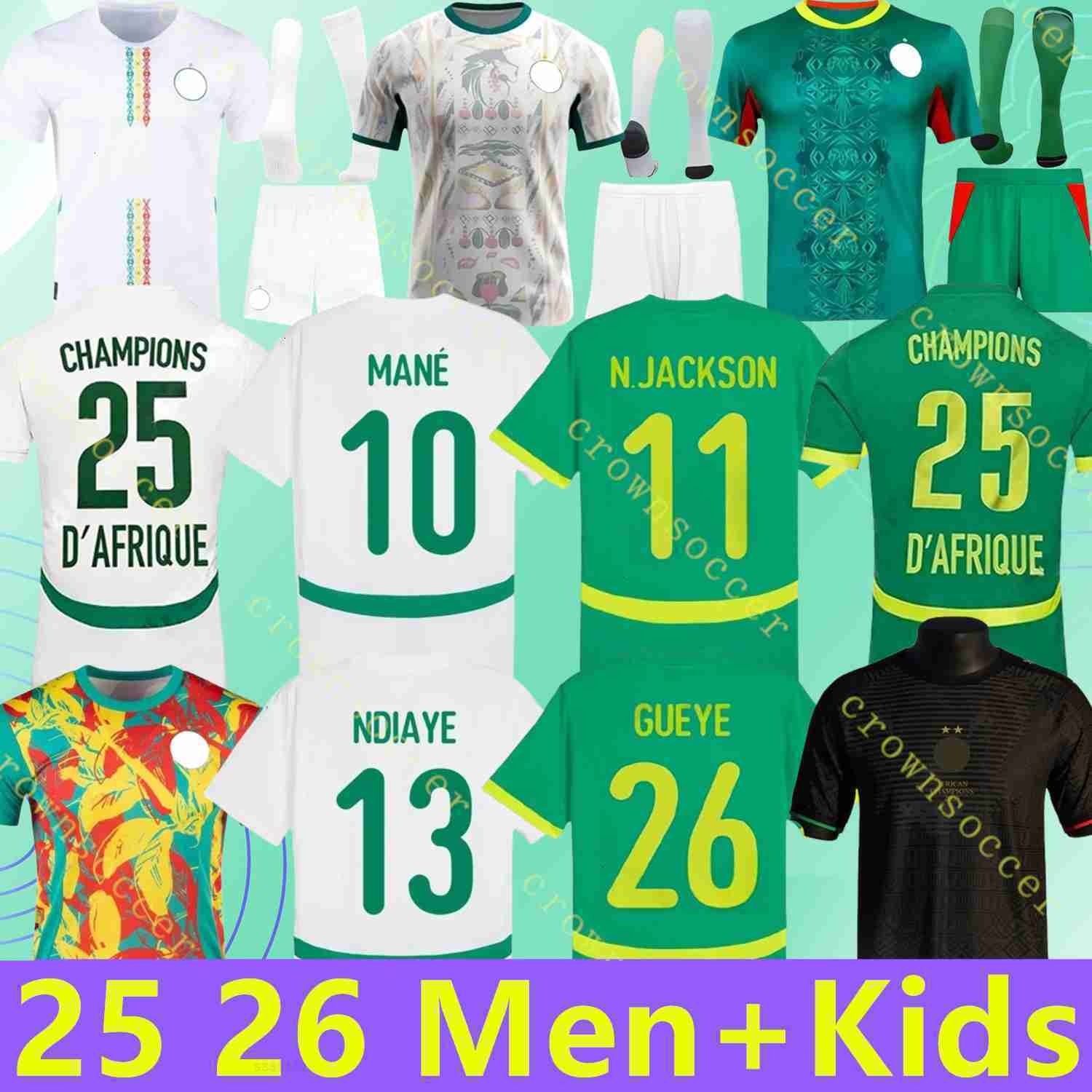 Senegal Africa Cup soccer jerseys 2026 2027 MANE NJACKSON KOULIBALY SARR NDIAYE NIAKHATE football shirts kids kit world cup 2026 national team fans Pl