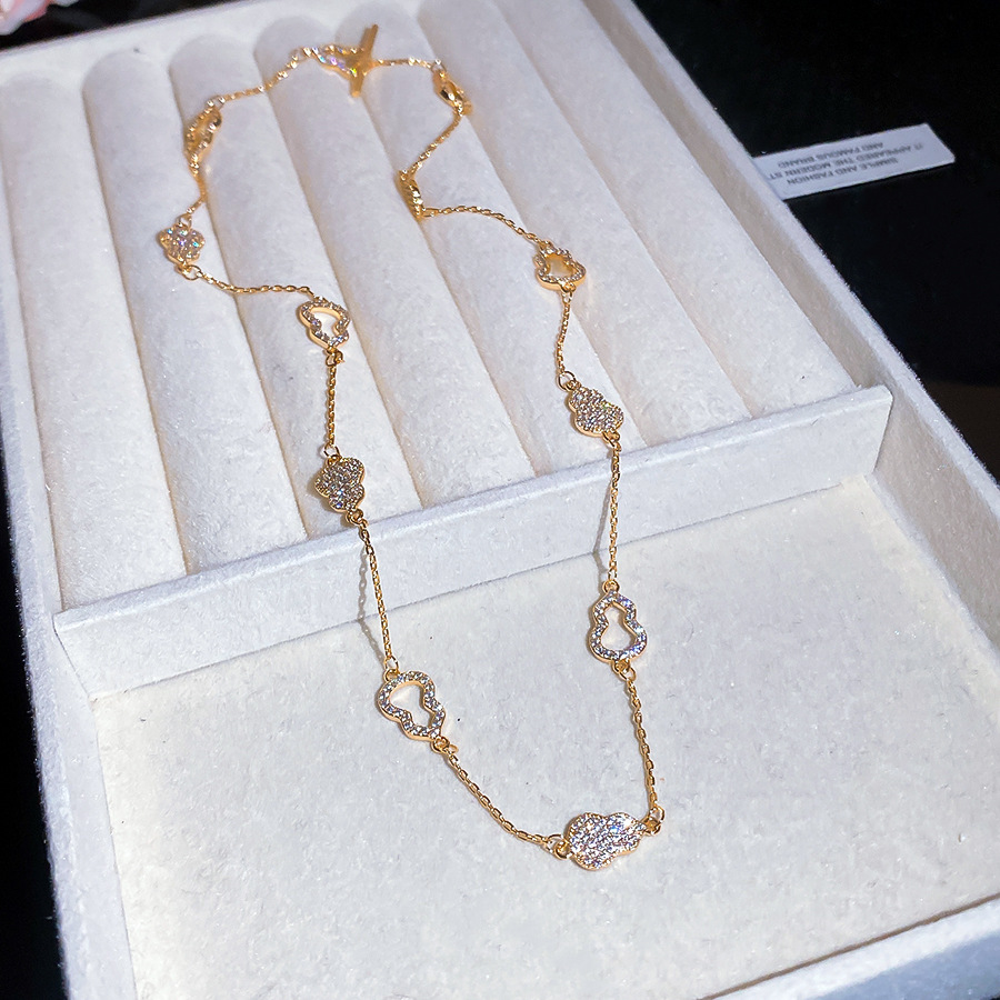 18K real gold plated zircon gourd pendant necklace, vintage exquisite fashion clavicle chain, light luxury high-end neck chain - view 8