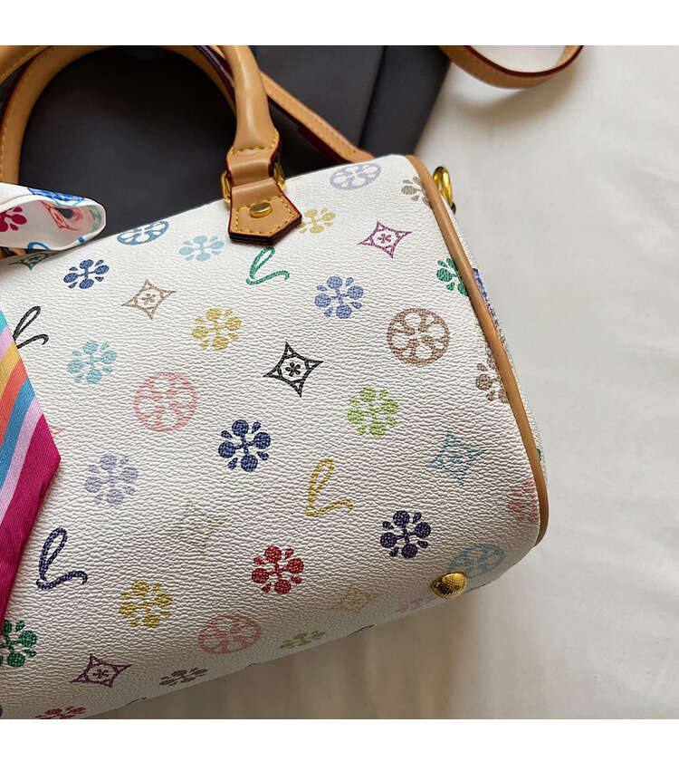 Women's Vintage Large Capacity Monogram New Boston Pillow Single Shoulder Crossbody Bag