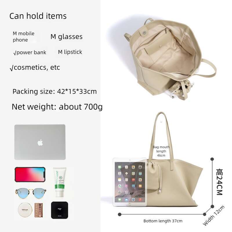 Black Top Layer Cowhide Tote Bag High End Genuine Leather Large Capacity Women Shoulder Underarm Handbag Elegant Daily Commute Shopping Travel Fashion