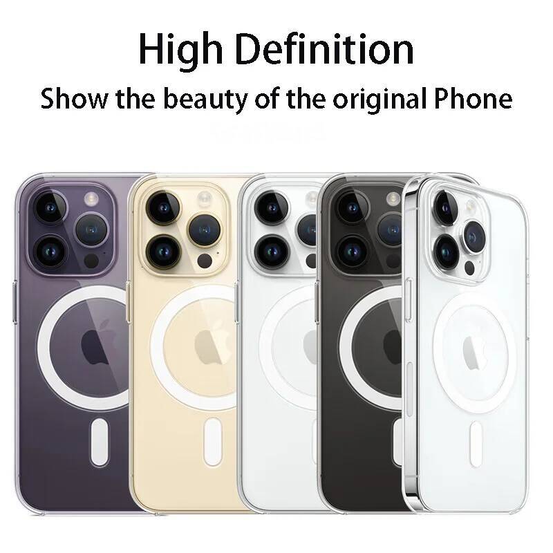 Luxury Magnetic Wireless Charge For Magsafe for iPhone 16 15 14 13 12 11 Pro XR XS Max 7 8 Plus Back Cover Transparent Case