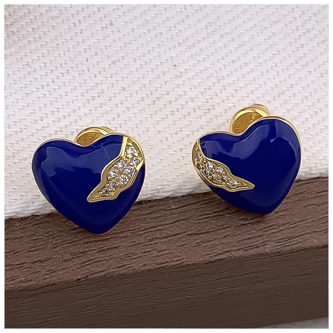Designer Earrings Designer Earrings Women 18K Gold Plated Earring Blue Heart Pave Stud Earrings Luxury Jewlery Designer Women Elegant Free Shipping Bu