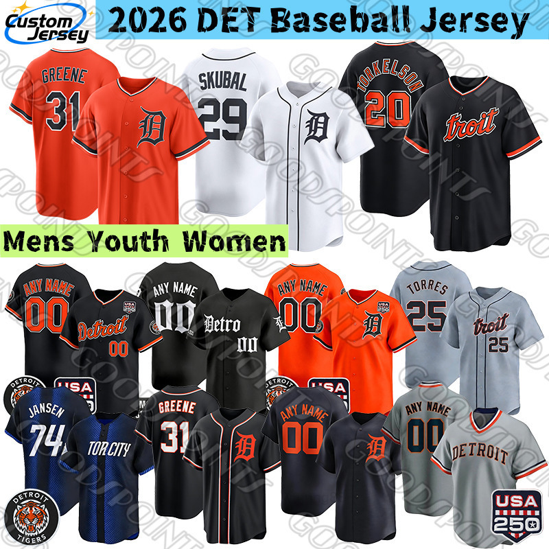 DetroitS Tigers Jersey Tarik Skubal Riley Greene Wenceel Perez Javier Baez Alan Trammell Verlander Tiger TigersJersey Kevin McGonigle Tigerss Baseball