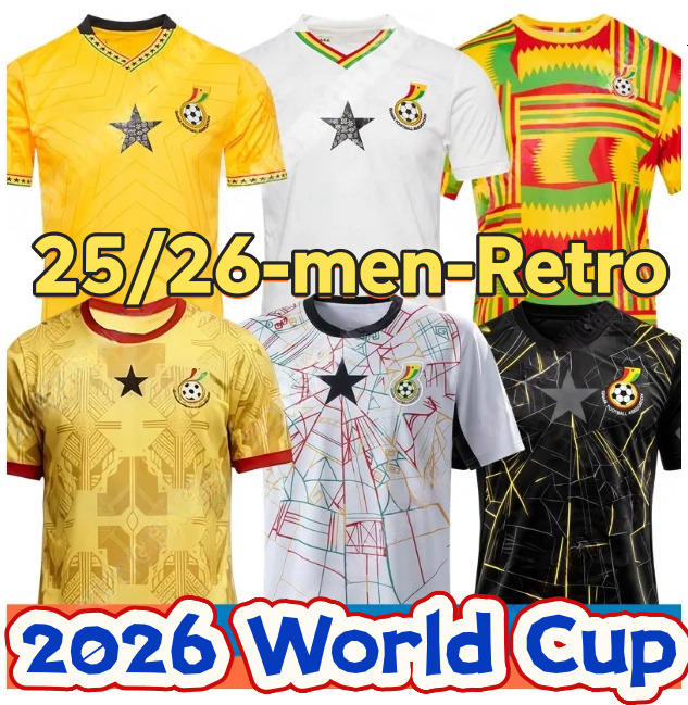26 27 Ghana World Cup Soccer Jersey Vintage 2026 2027 Football Shirt Tops Camiseta Futbol Men Home Away Trikot Player version Fans 4XL