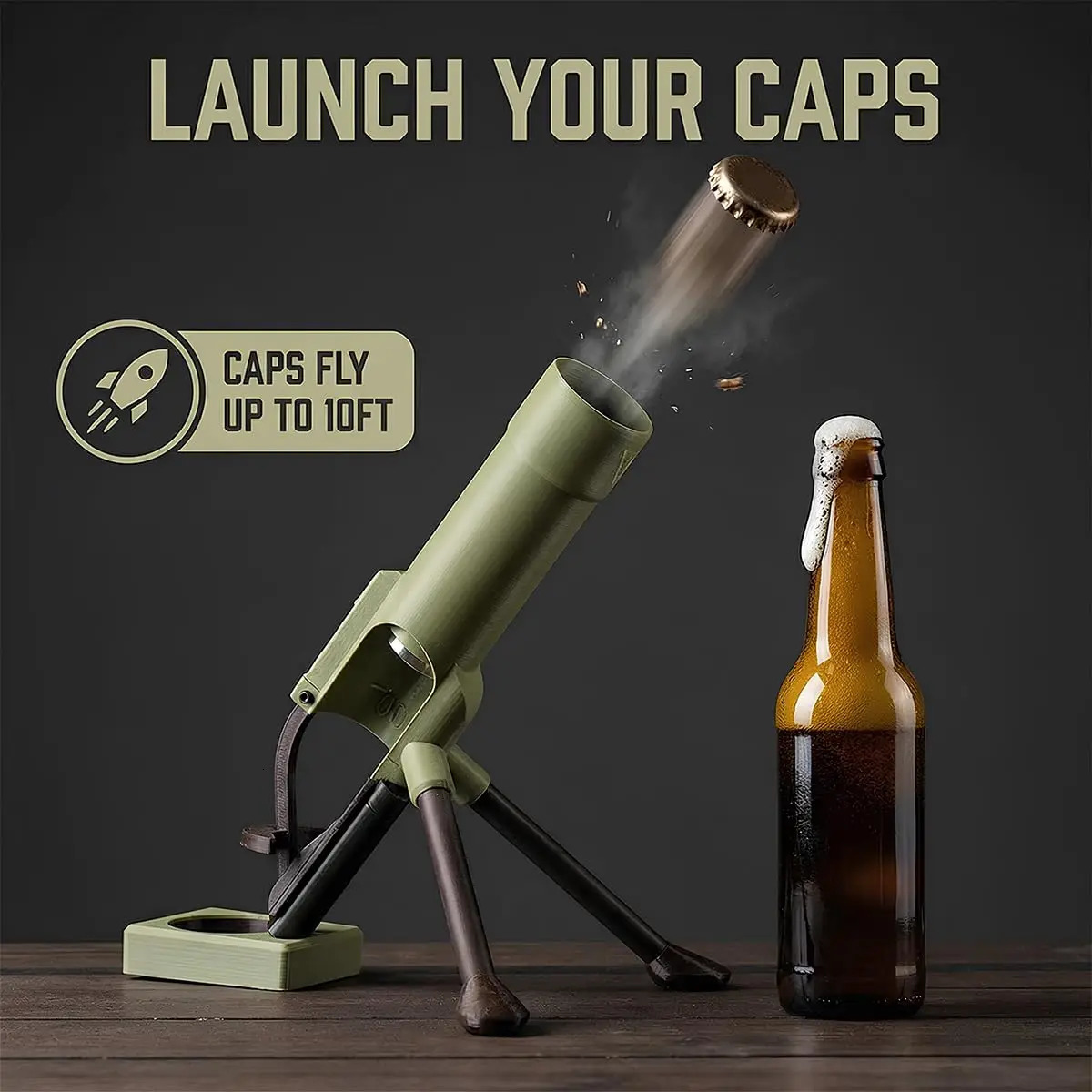 Beer Bottle Mortar Opener 51mm Heavyduty Tactical Cap Launcher Handsfree Push Down Me 260512