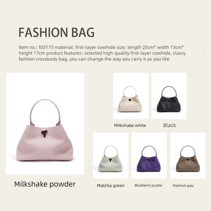 New Lychee Grain Top Layer Cowhide Bucket Bag High End Feel Niche Genuine Leather Crossbody Handbag Fashion Daily Commuter Gift For Ladies SENYY