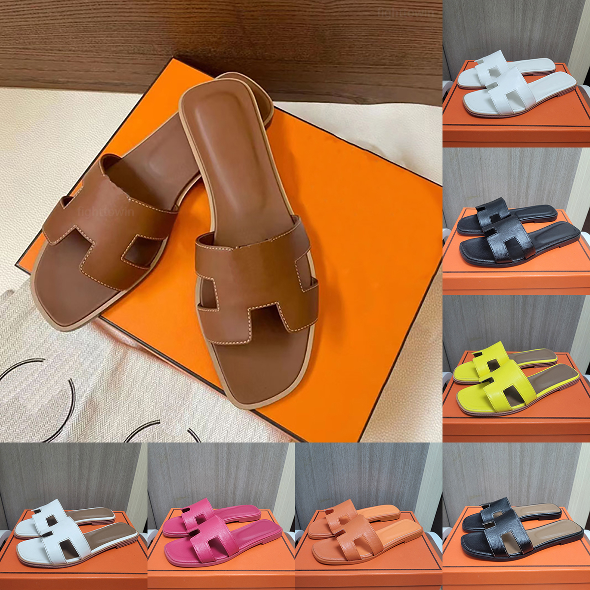 designer sandals slippers slides designer women slipper slides sandals famous designer oran sandal Genuine Leather Ladies designer shoes size 34-