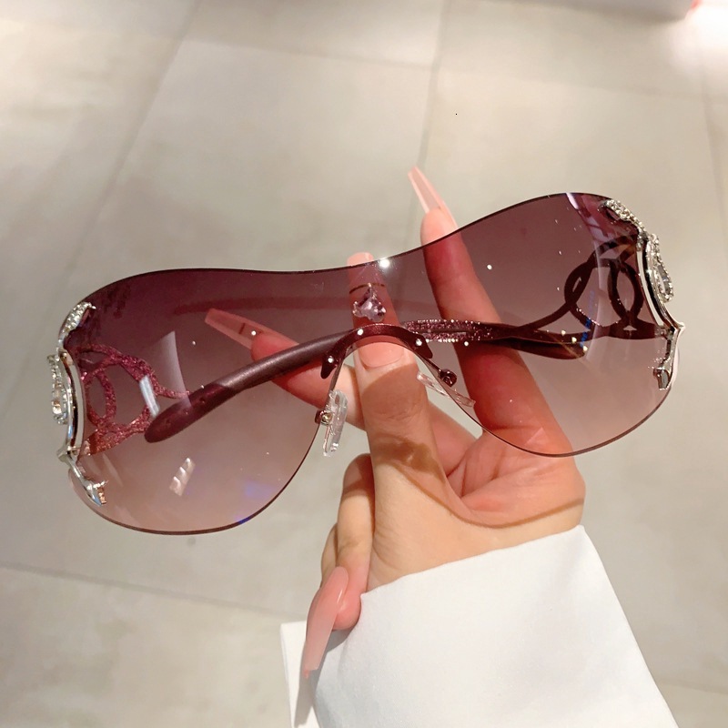 Designer Sunglasses New Personalized Fashion Frameless Integrated Sunglasses Technology Y K Weird Sunglasses Riding Windproof Glasses