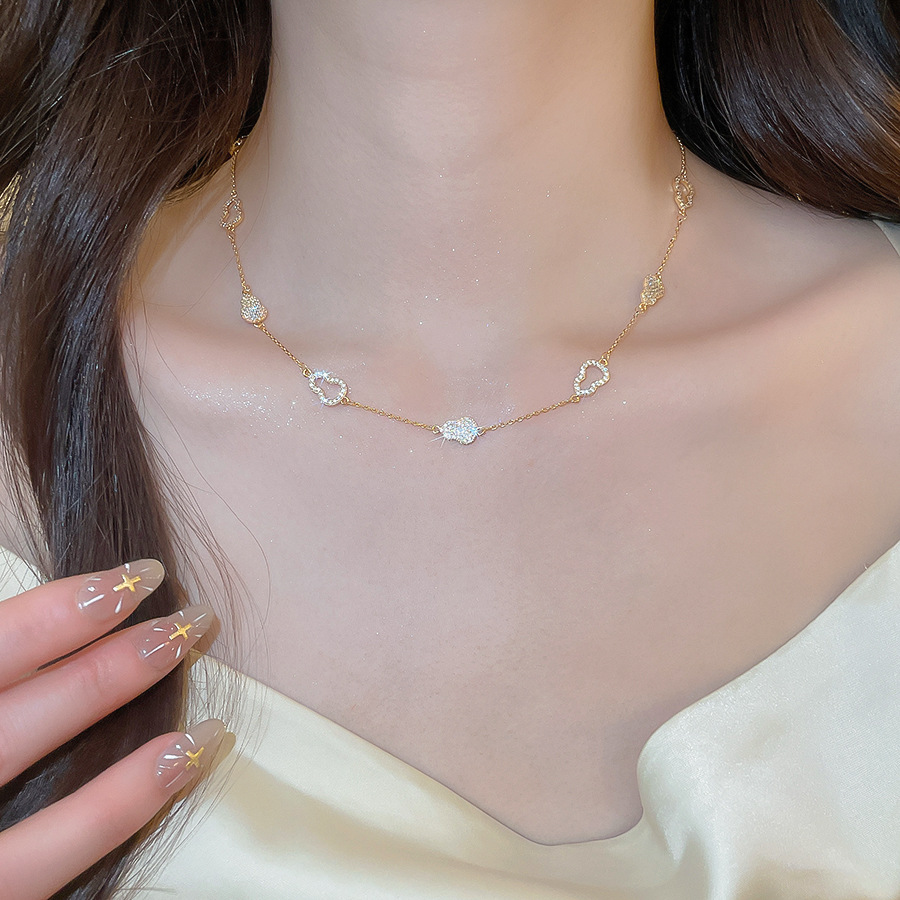 18K real gold plated zircon gourd pendant necklace, vintage exquisite fashion clavicle chain, light luxury high-end neck chain - view 6