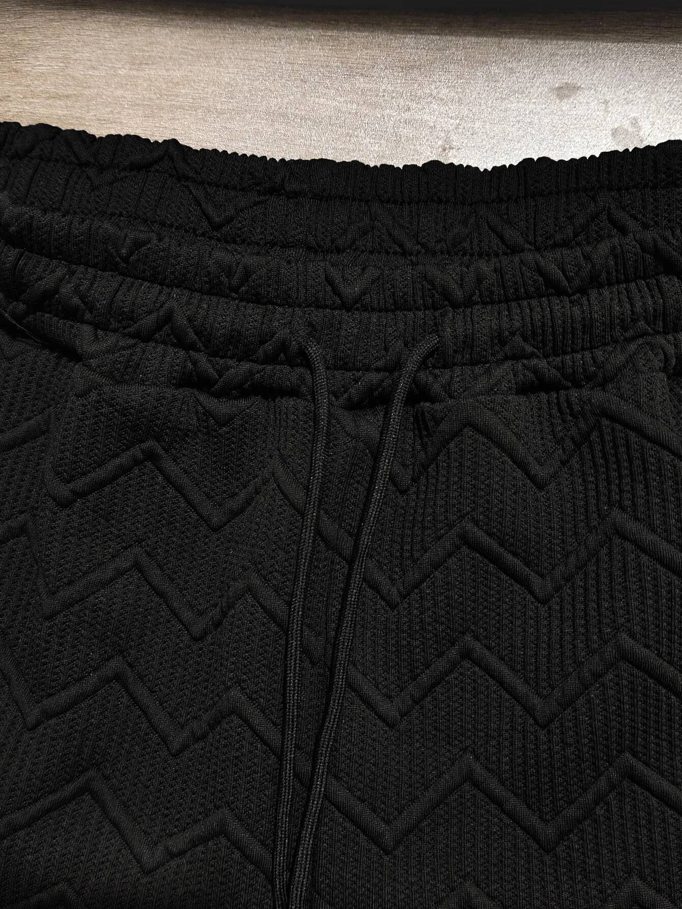White Textured Polo Shirt + Black Shorts Set, Summer Two-Piece Outfit, Versatile for Daily Wear & Dates