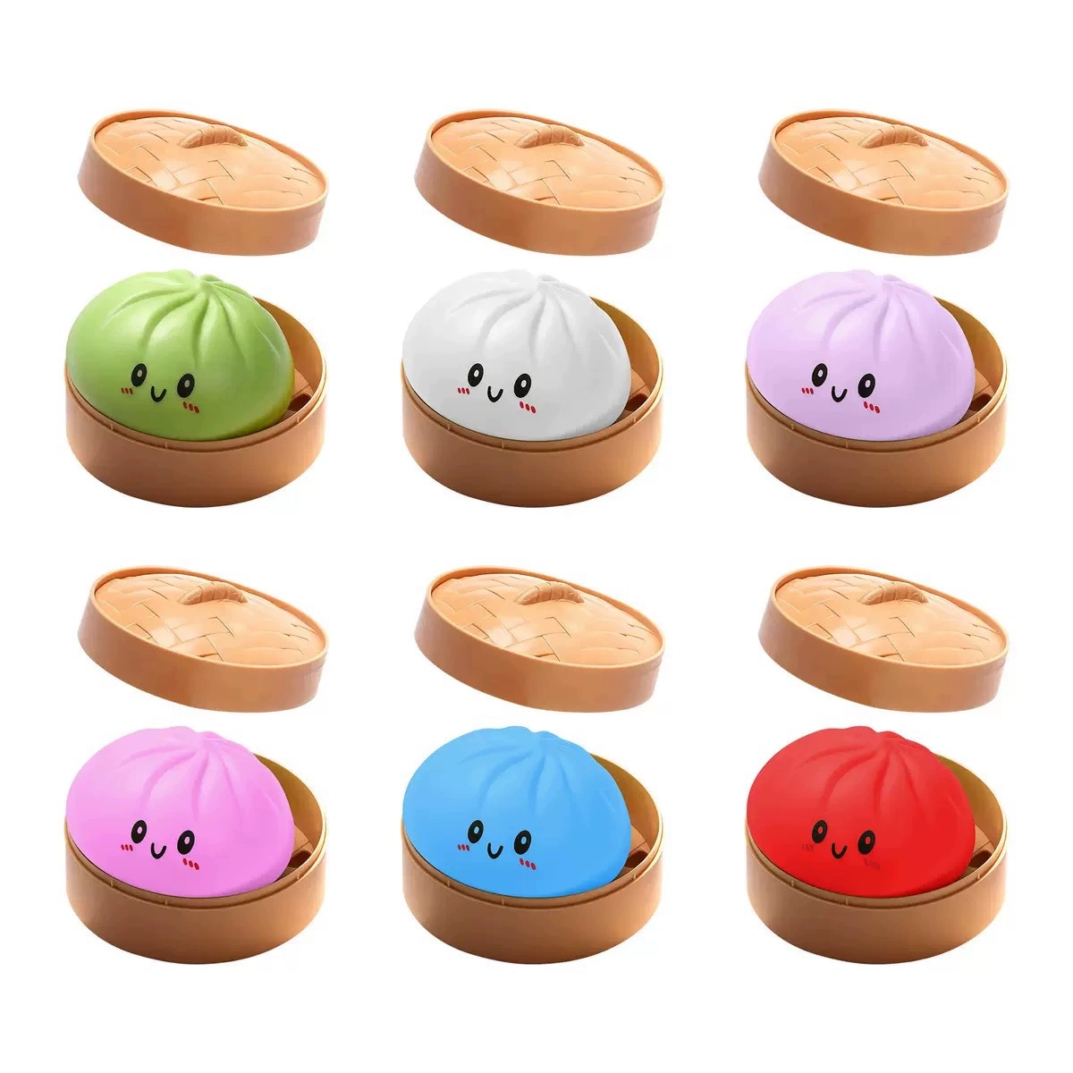 big size 8.5cm Squishy Expressions Slow Rise Food Shaped Stress Relief Squeeze Toy Rainbow Mystery Face Bun Dumpling Steamed Bun Glitter Dumpling Soft