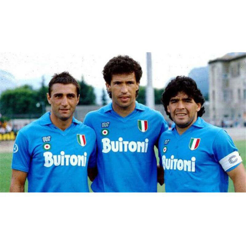 1987 1988 Retro Soccer Jerseys 87 88 Coppa Italia SSC Maradona 10 Calcio Napoli kits Classic Vintage Neapolitan Footba