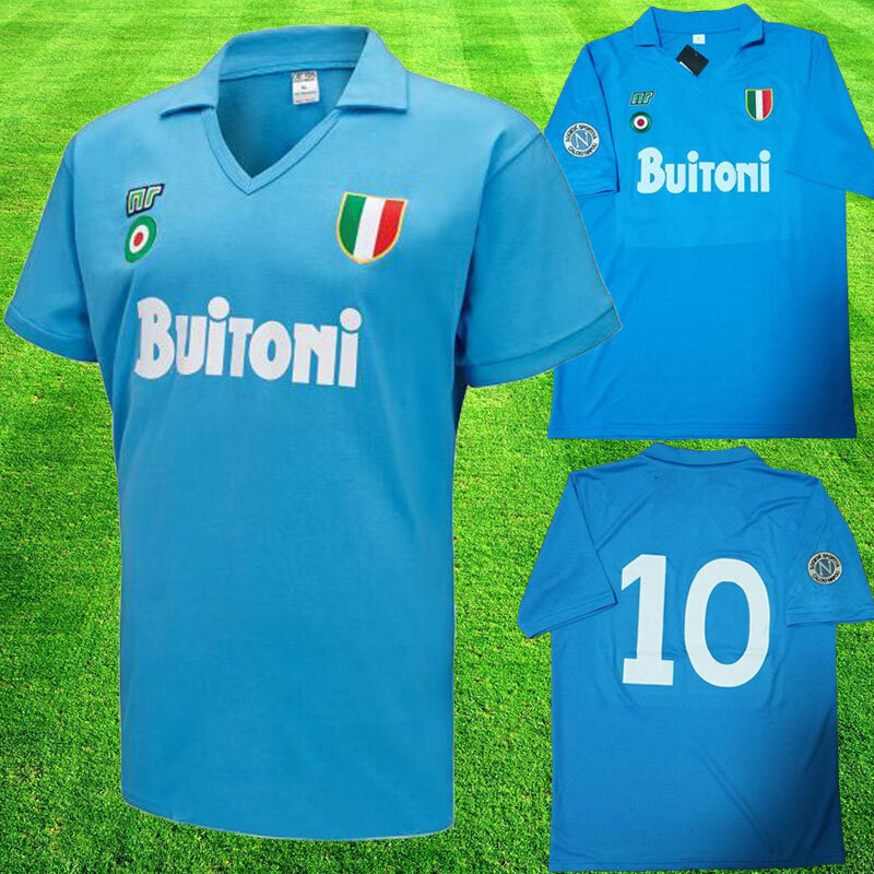 1987 1988 Retro Soccer Jerseys 87 88 Coppa Italia SSC Maradona 10 Calcio Napoli kits Classic Vintage Neapolitan Footba
